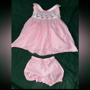 Smocked flamingo outfit